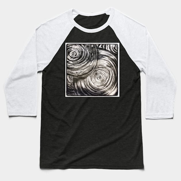 Graphite abstract scrolls Baseball T-Shirt by YollieBeeArt